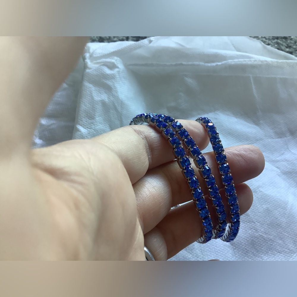 SWAROVSKI Vintage Crystal Lightning Stretch Bracelet Set of 3.  Sapphire/Blue